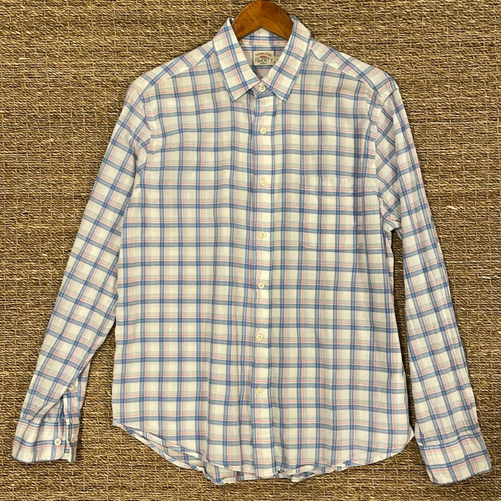 Faherty- Men’s Large button down shirt - pink/blue/white